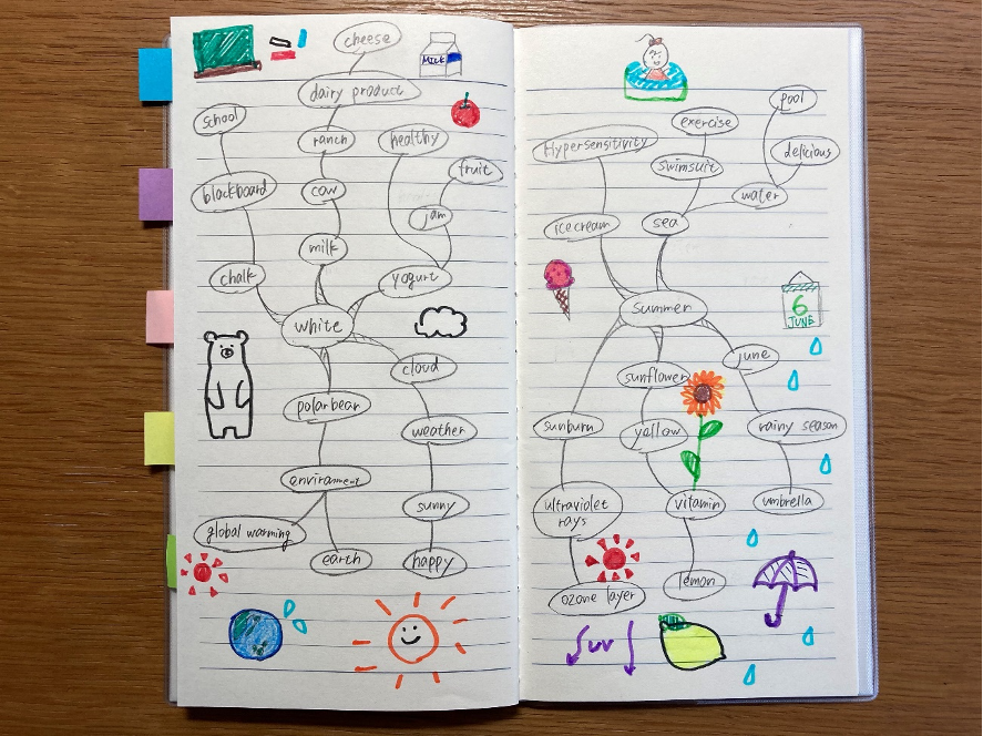  A mindmap is a non-linear drawing using colours and random orientation which brings all your ideas together under one topic area.